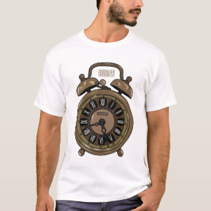 Illustratie van de cartoon van de wekker t-shirt