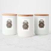 Illustratie van de cartoon van de wekker voedselcontainer etiket (Flessen)