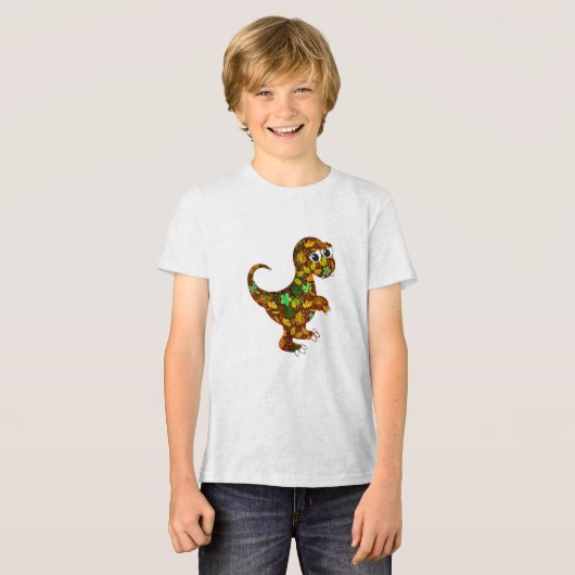 Illustratie van de dinosaurus Tri-Blend shirt (Voorkant volledig)