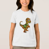 Illustratie van de dinosaurus Tri-Blend shirt (Voorkant)