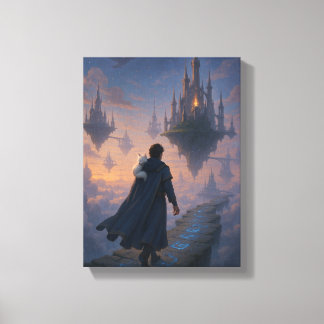 Illustratie van de etherische hemelstad canvas afdruk
