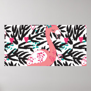  illustratie van de exotische vogel flamingo poster