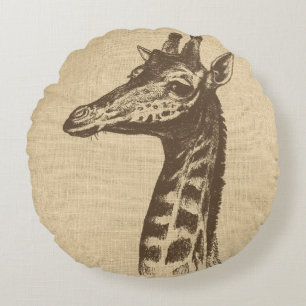 Illustratie van de  Giraffe over de overlapping Rond Kussen