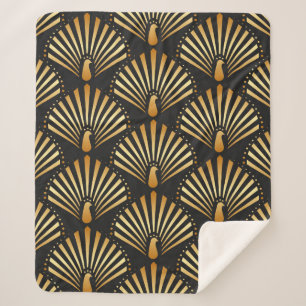  illustratie van de gouden pauw in zwarte ba sherpa deken