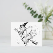 illustratie van de  heks briefkaart (Staand voorkant)