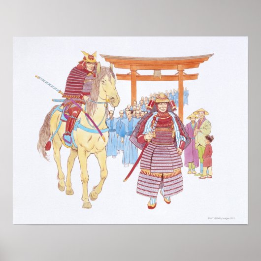 Illustratie van de Japanse Samurai-leider Poster (Voorkant)