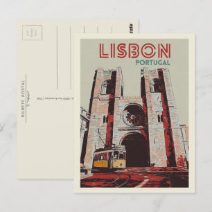 illustratie van de kathedraal van Lissabon Portuga Briefkaart