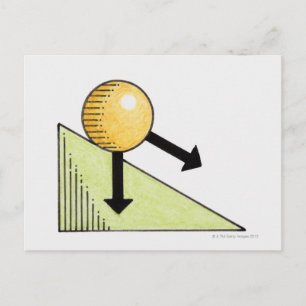 Illustratie van de kogel die langs een helling bew briefkaart