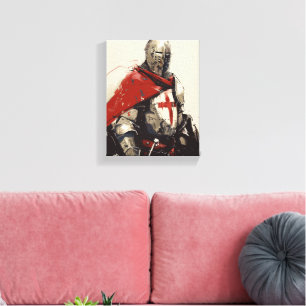 Illustratie van de Kruisvaarder Ridder Canvas Afdruk