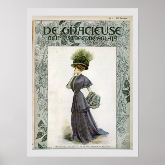 Illustratie van de  Mode Lady Botanisch Pet P Poster (Voorkant)