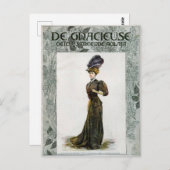 Illustratie van de Mode Lady Feather Boa Pet Briefkaart (Voorkant / Achterkant)