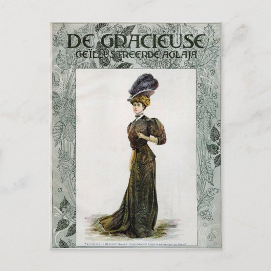 Illustratie van de Mode Lady Feather Boa Pet Briefkaart (Voorkant)