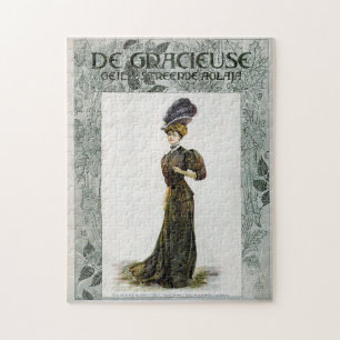 Illustratie van de  Mode Lady Feather Boa Pet Legpuzzel