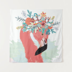 illustratie van de mode met roze flamingoflami wandkleed