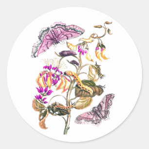 illustratie van de natuur bloemvlinder ronde sticker