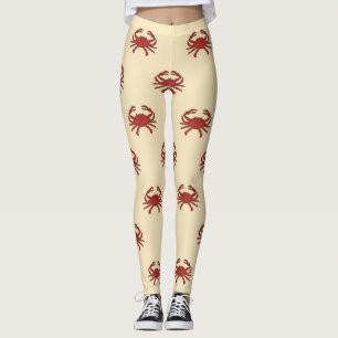 Illustratie van de Nautical Crab Red Cream Leggings