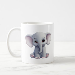 illustratie van de olifant van cartoon koffiemok