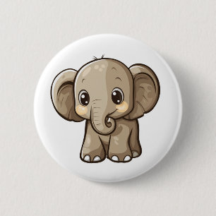 illustratie van de olifant van cartoon ronde button 5,7 cm