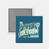 Illustratie van de Oregon State-kaart Magneet (Voorkant / Achterkant)