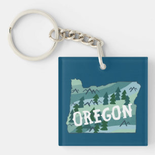 Illustratie van de Oregon State-kaart Sleutelhanger