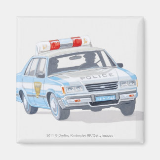 Illustratie van de politieauto met twee politieage magneet
