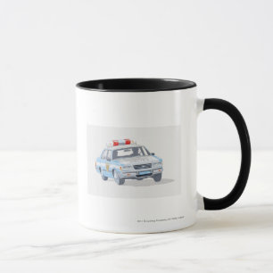 Illustratie van de politieauto met twee politieage mok