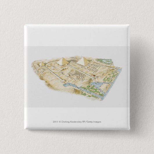 Illustratie van de Pyramides van Giza Vierkante Button 5,1 Cm (Voorkant)