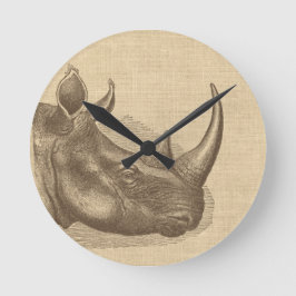 Illustratie van de Rhino op Burlap Ronde Klok