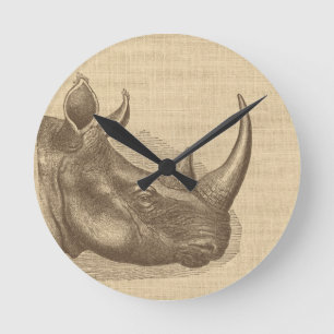 Illustratie van de  Rhino op Burlap Ronde Klok