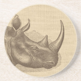 Illustratie van de Rhino op Burlap Zandsteen Onderzetter