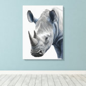 Illustratie van de rhino - potloodtekening canvas afdruk (Insitu (Houten vloer))
