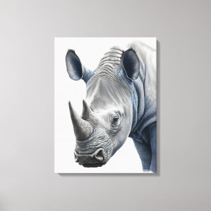 Illustratie van de rhino - potloodtekening canvas afdruk