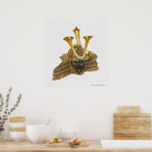 Illustratie van de samurai helm uit de 16e eeuw poster (Keuken)