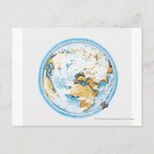 Illustratie van de satelliet rond de aarde briefkaart