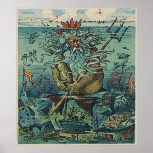  illustratie van de schepen Poseidon & Sunken Poster (Voorkant)