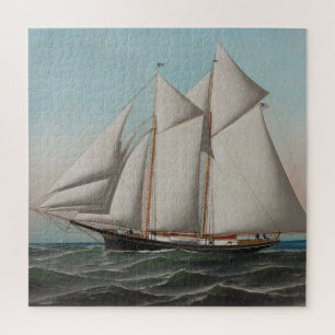 Illustratie van de Schooner-Zeilboot (1887) Legpuzzel