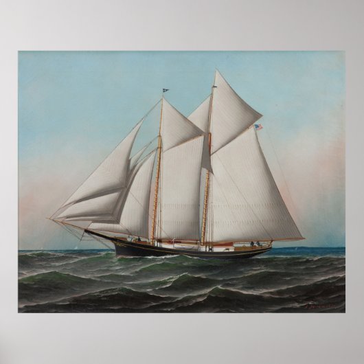 Illustratie van de  Schooner-Zeilboot (1887) Poster (Voorkant)