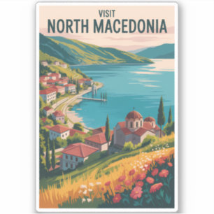 Illustratie van de skyline van Noord-Macedonië Rei Sticker