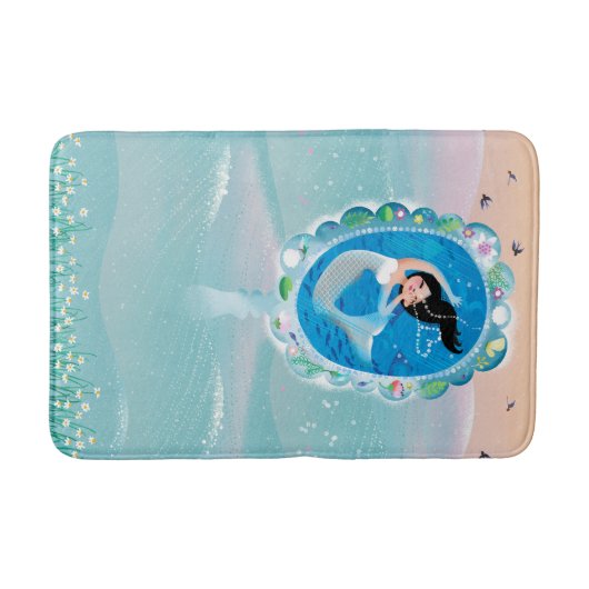 Illustratie van de spiegel van een zeemeermin met badmat (Voorkant)