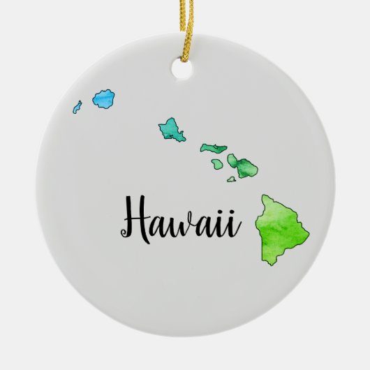 Illustratie van de staat Hawaii Keramisch Ornament (Voorkant)