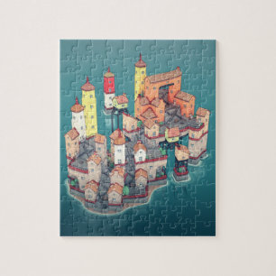 Illustratie van de stad van het Fantasy Fantress I Legpuzzel