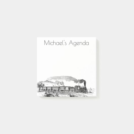 illustratie van de stamtrein in het platteland post-it® notes (Voorkant)