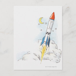 Illustratie van de start van een raket briefkaart