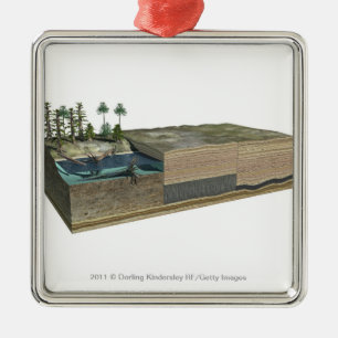Illustratie van de steenkoolvorming metalen ornament