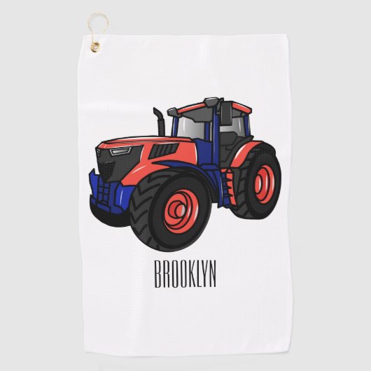 Illustratie van de tractorcartoon golfhanddoek (Voorkant)