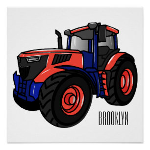 Illustratie van de tractorcartoon perfect poster