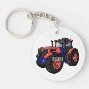 Illustratie van de tractorcartoon sleutelhanger