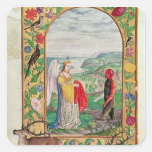 Illustratie van de vierde parabel vierkante sticker