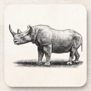 Illustratie van de Vintage Rhinoceros Illustratie Drankjes Onderzetter