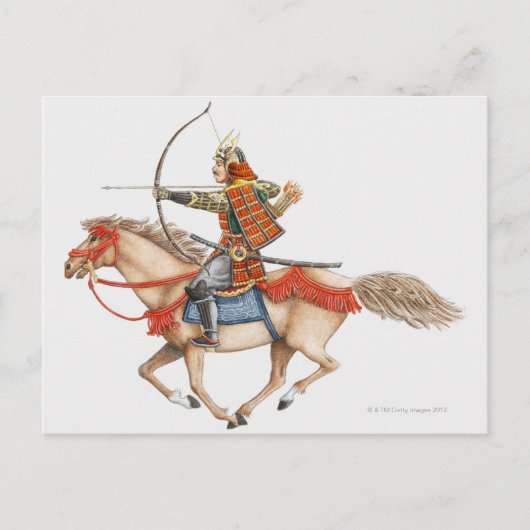 Illustratie van de vroege Samurai-krijger op Briefkaart (Voorkant)